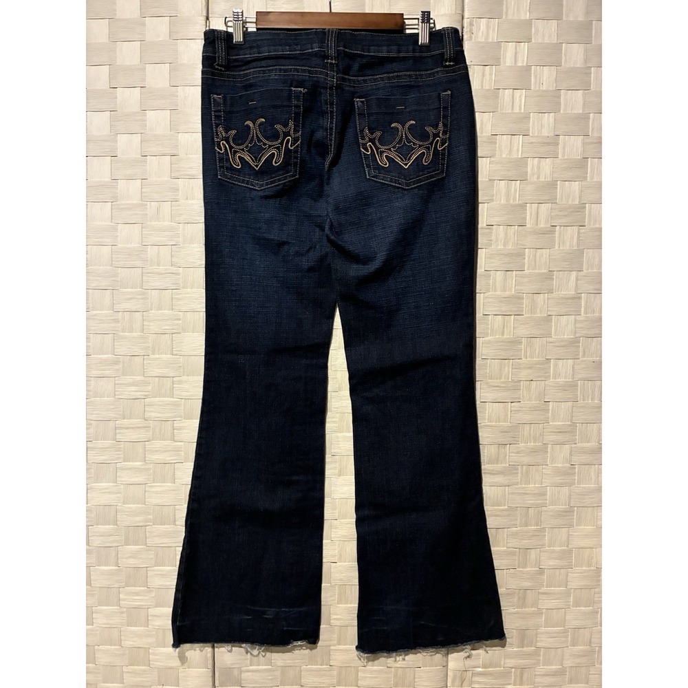 Space Girls Dark Blue Bootcut Jeans Denim Size W30 x L30 Embroidered Pockets Y2K